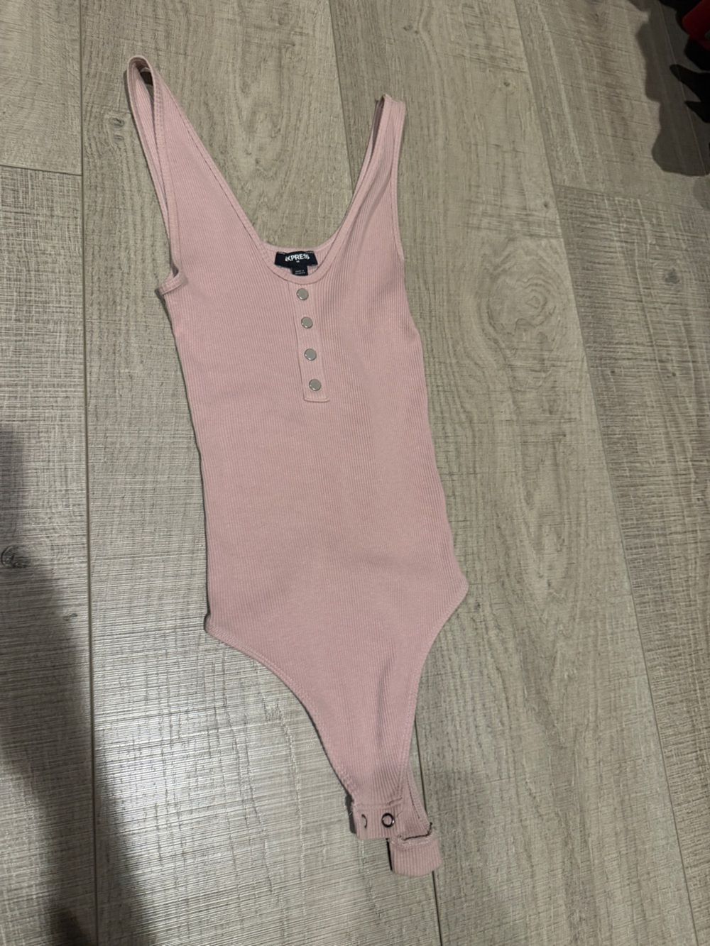 Express Small Ribbed Pink Snap-Front Bodysuit